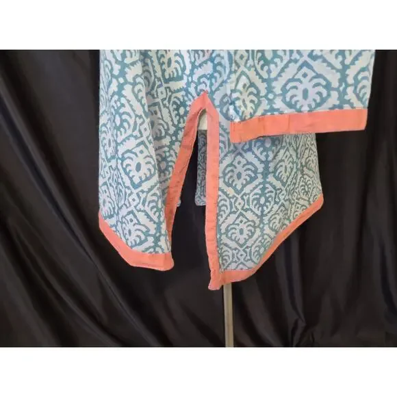 Tuckernuck Oliphant Blue Geometric Block Print Cotton Tunic Top XL - Picture 6 of 9